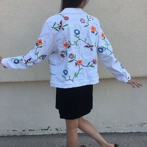 White denim floral jacket